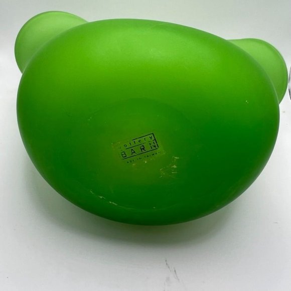 Vintage Pottery Barn Oblong Fan Vase Green Matte Finish Frosted Flaws - Picture 4 of 8